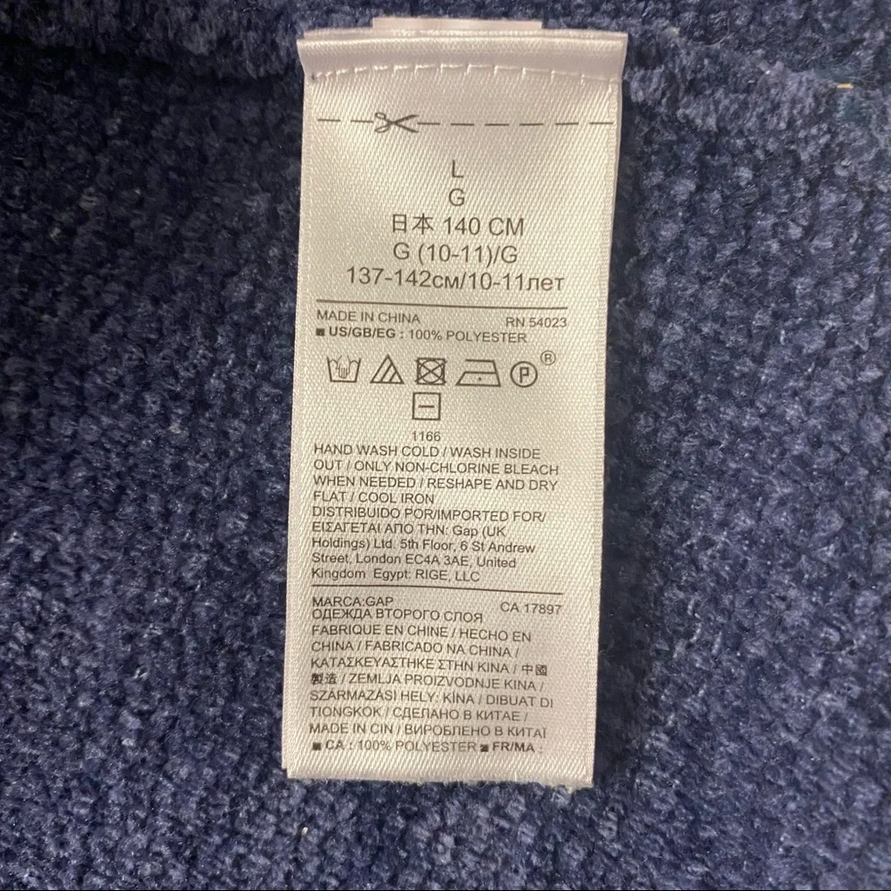 Gap Kids Girls Size Large L (10)‎ Blue Open Front Cardigan Sweater Pockets Hood